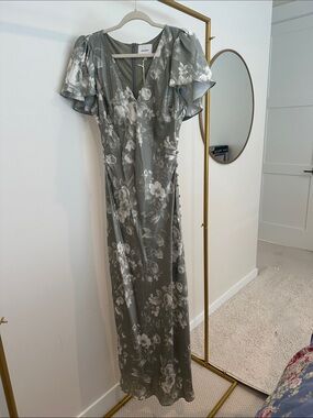 Reformation Sage Green Floral Maxi Dress